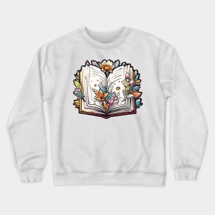 Open Book With Flowers Crewneck Sweatshirt